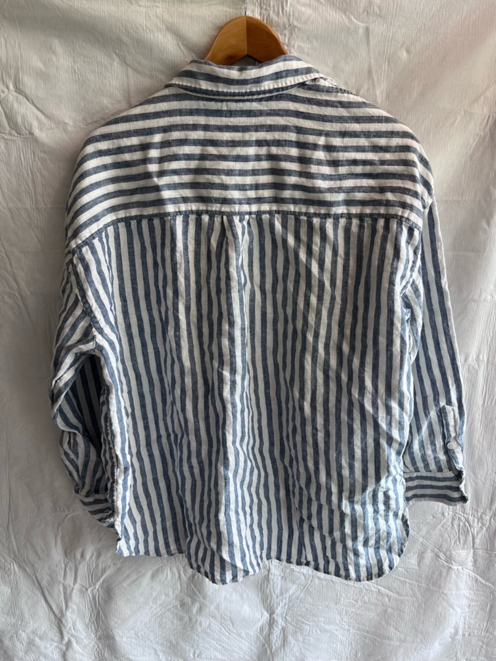 Faherty Laguna Blue Stripe Button Down Shirt 100% Linen - Picture 7 of 11